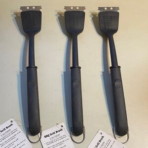 BBQ Grill Scraper & Brush Tool - Black (Set of 3)